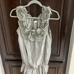 Feline Women's Gray Sheer Top With Rose Embellished Neckline
Sleeveless Size S